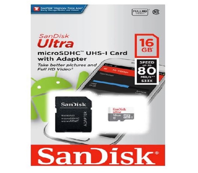 MEMORY CARD SANDISK 16GB WITH ADAPTER